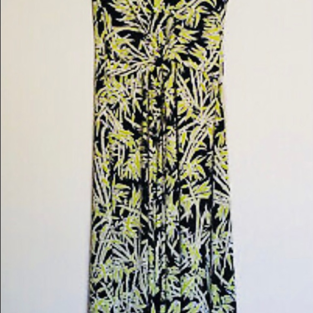 😍 MICHAEL Michael Kors Bamboo Print Pear Green High Low Faux Wrap Dress🎊 - Picture 2 of 11